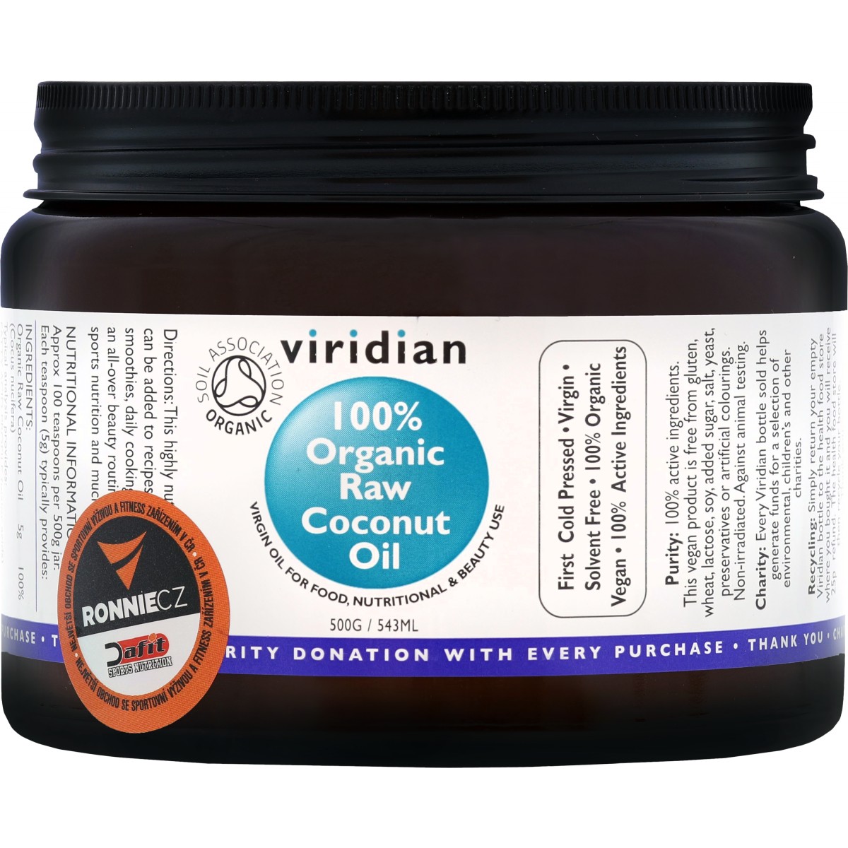 100 % Organic Raw Coconut Oil - Viridian