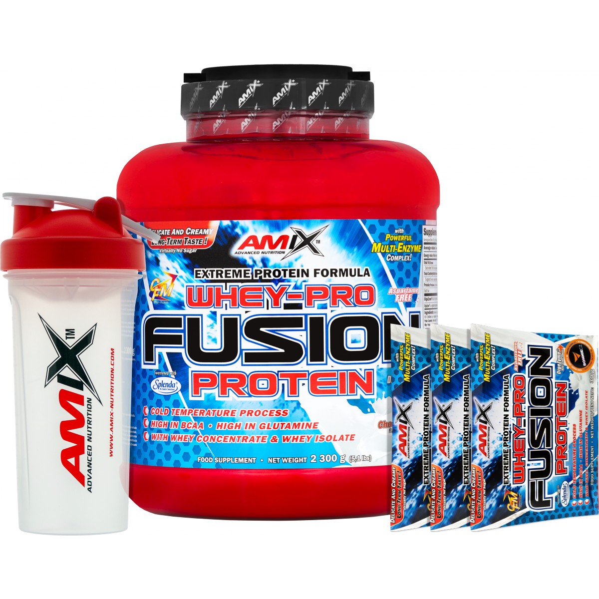 Whey-Pro Fusion Protein + �ejkr + 3x vzorek ZDARMA! - Amix