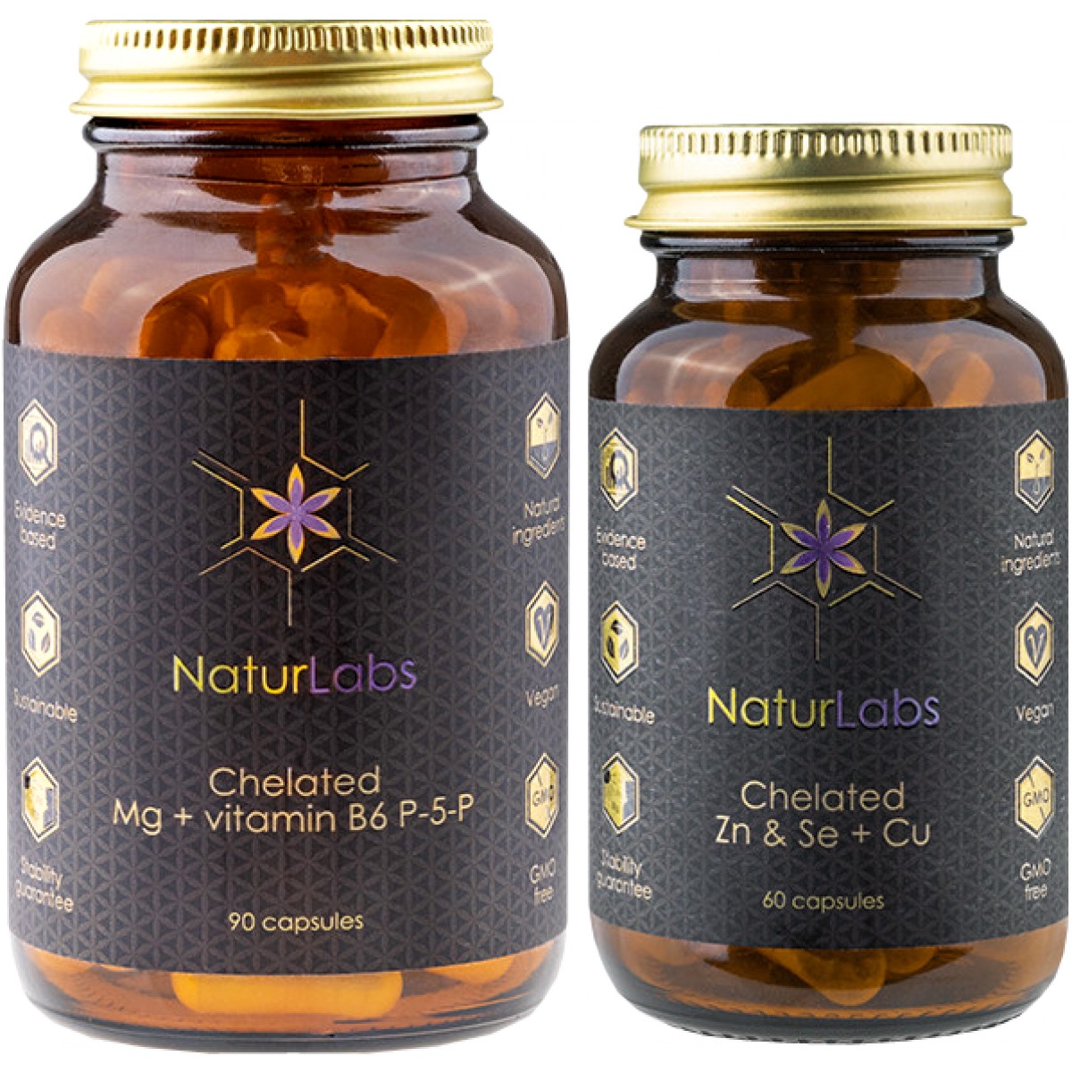 Chelated Mg + Vitamin B6 P-5-P + Chelated Zn & Se + Cu - NaturLabs