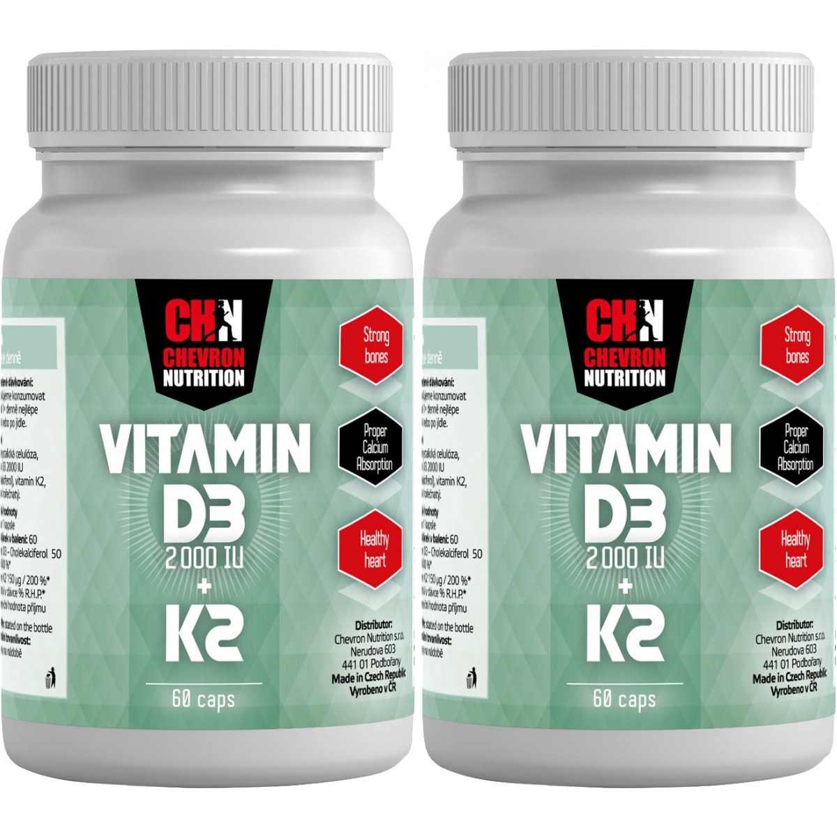 Vitamin D3 2000 IU + vitamin K2 - akce 1+1 ZDARMA! - Chevron Nutrition