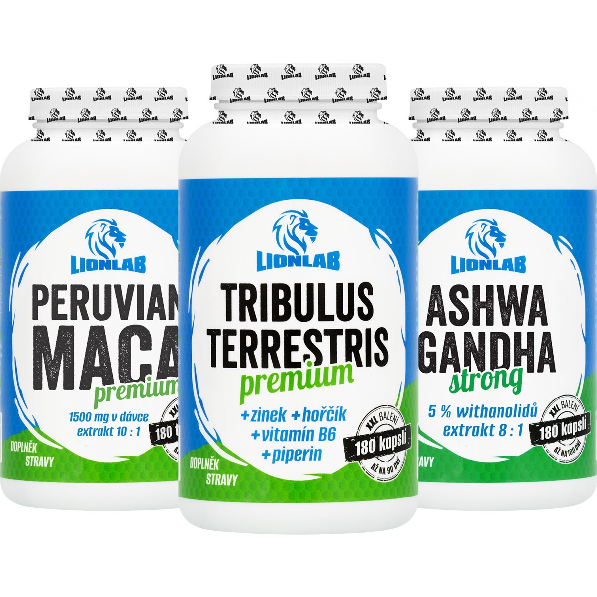 Ashwagandha, Maca a Tribulus - akce 1+1+1 - Lionlab