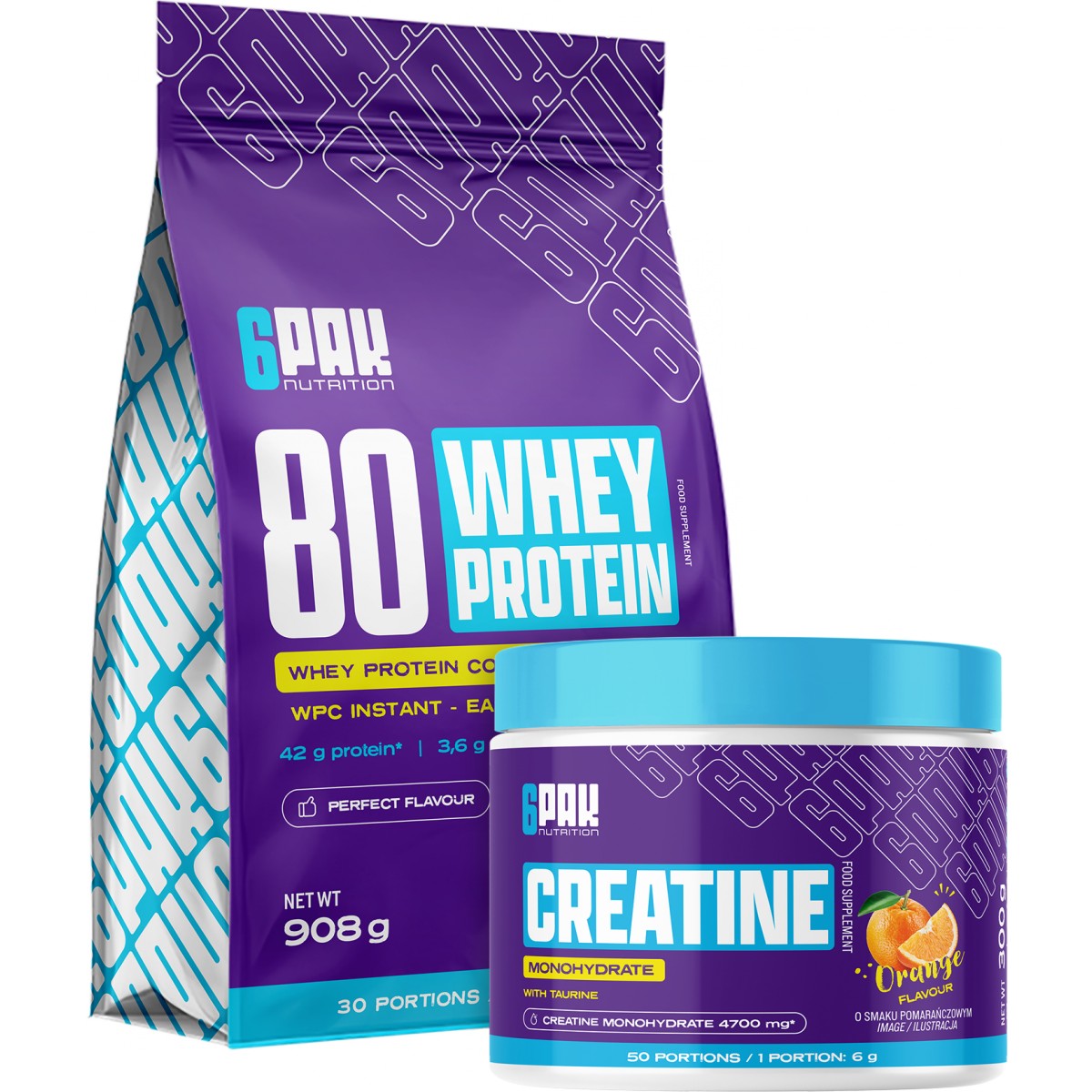Whey Protein 80 (908 g) + Creatine Monohydrate (300 g) - 6Pak Nutrition