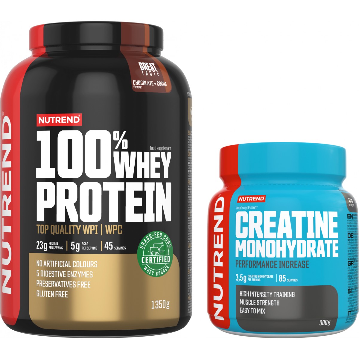 100 % Whey Protein (1350 g) + Creatine Monohydrate (300 g) - Nutrend
