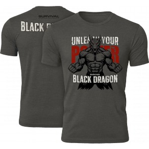 Triko Black Dragon • Unleash Your Power (šedé) - Survival